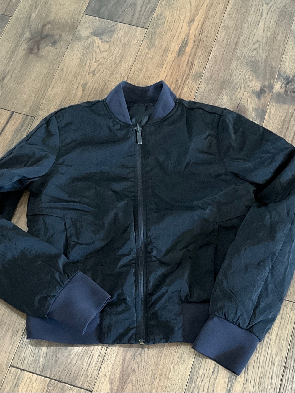 lululemon athletica Black Bomber Jacket with Navy Trim